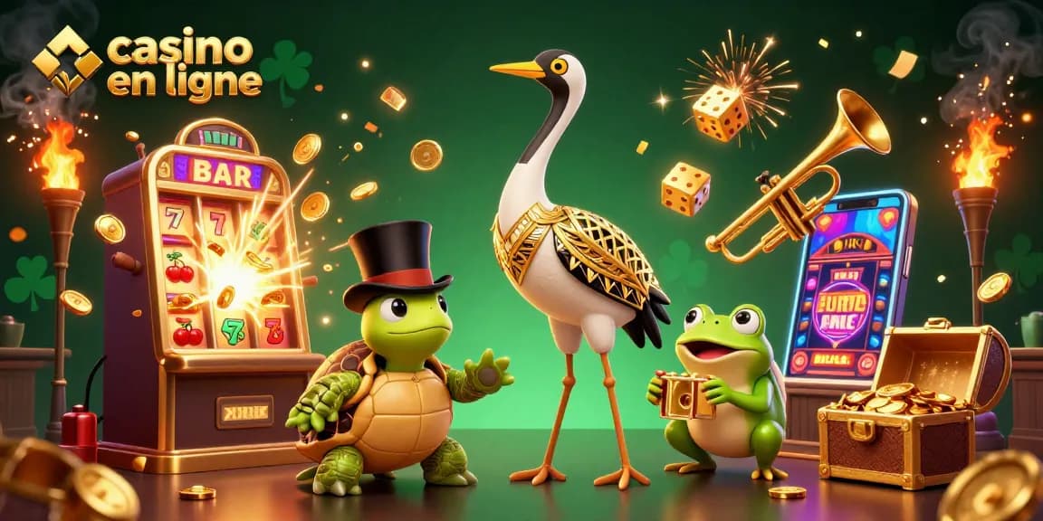 Profitez d'une expérience de casino en ligne animée avec une illustration 3D vibrante.