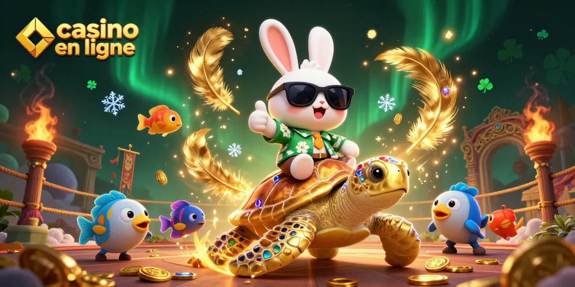 Casino en ligne avec un adorable lapin chanceux et une tortue géante en pleine aventure