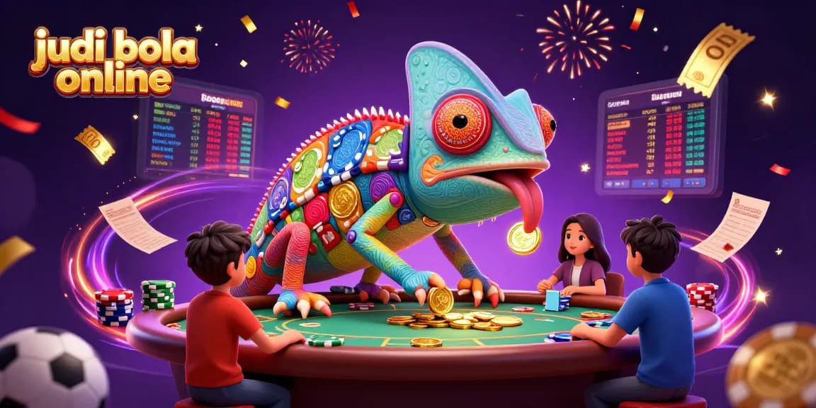 Engage in judi bola online with a vibrant chameleon casino owner and dynamic betting elements.
