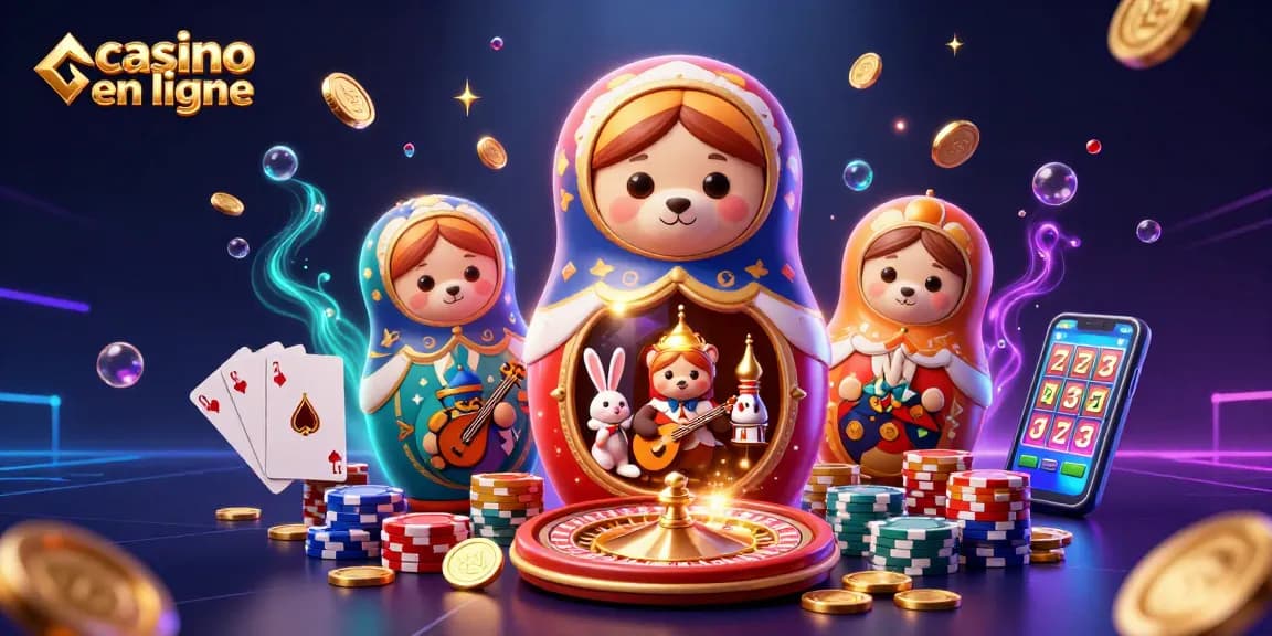 Jeu captivant sur casino en ligne avec des personnages de casino et des éléments scintillants.