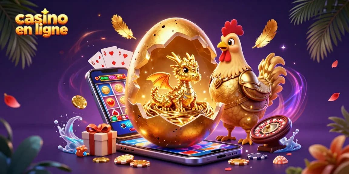 Découvrez un dragon en or sur un tas de jetons de casino en ligne enrichissant l'expérience de jeu.