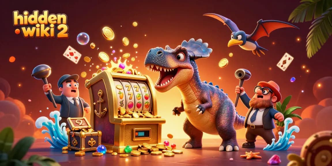 Watch the hidden wiki 2 jackpot explode as characters celebrate winning coins in vibrant casino scene.