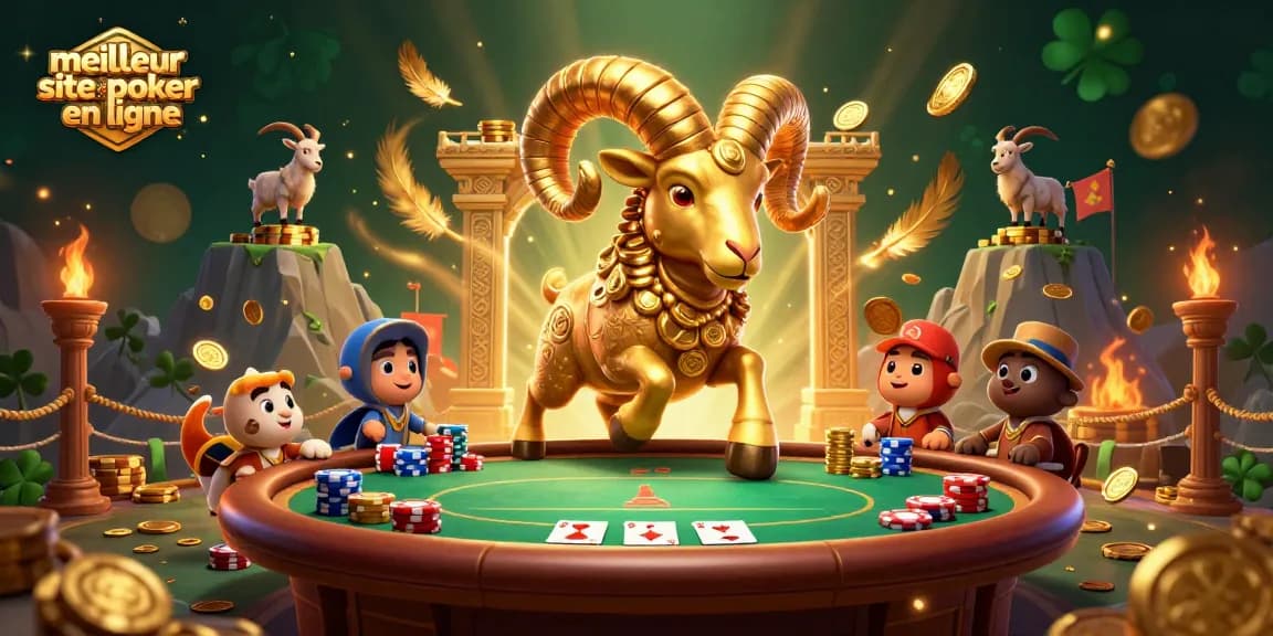 Jouez sur le meilleur site de poker en ligne avec des jetons dorés et des cartes à jouer dans un environnement dynamique.