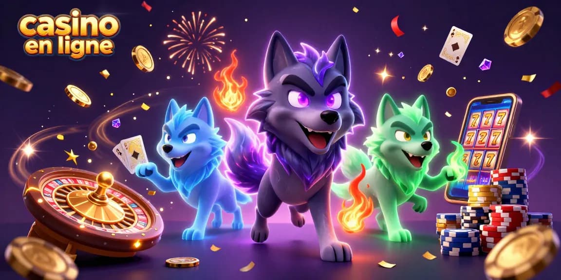 Profitez des jeux de casino en ligne avec une illustration captivante et dynamique.
