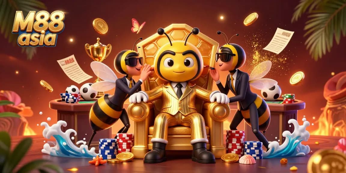 Experience the excitement of M88 Asia with dynamic sports betting elements and characters in action.