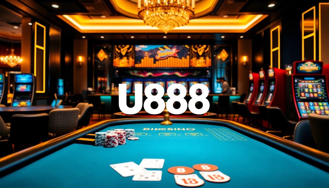 Experience the thrill of U888 online casino with vibrant cards and roulette, inviting gamers to win.