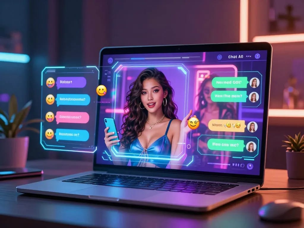 Engaging interface of an AI chat porn experience showcasing an immersive digital character interaction.