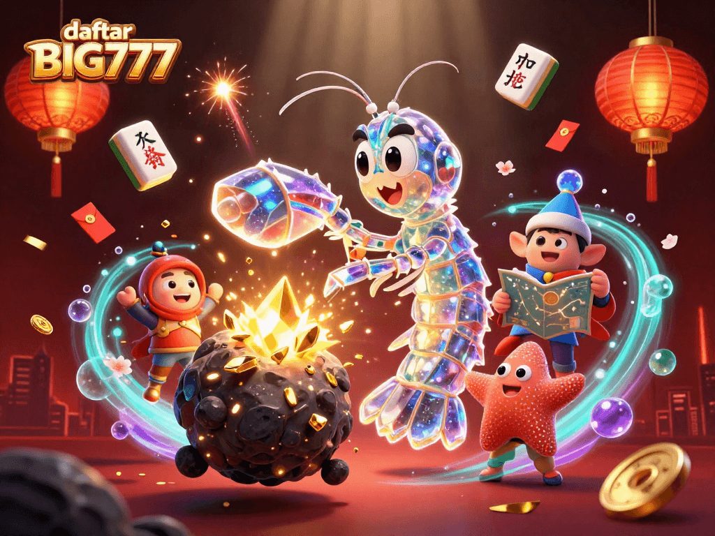 Experience the thrill with daftar BIG777 and vibrant casino elements in a dynamic space scene.