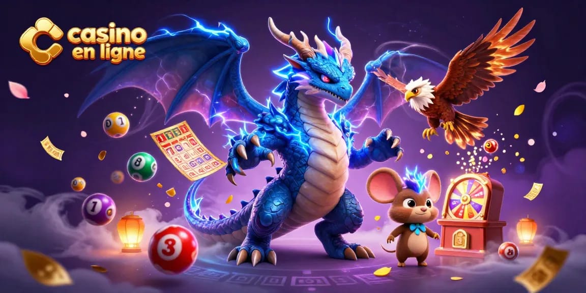 Plongez dans l'univers du casino en ligne avec cette illustration dynamique remplie d'éléments de jeux.