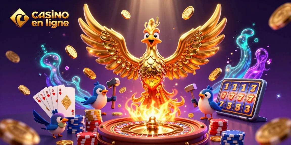 Découvrez l’univers des jeux avec un casino en ligne à travers une illustration 3D riche en détails.
