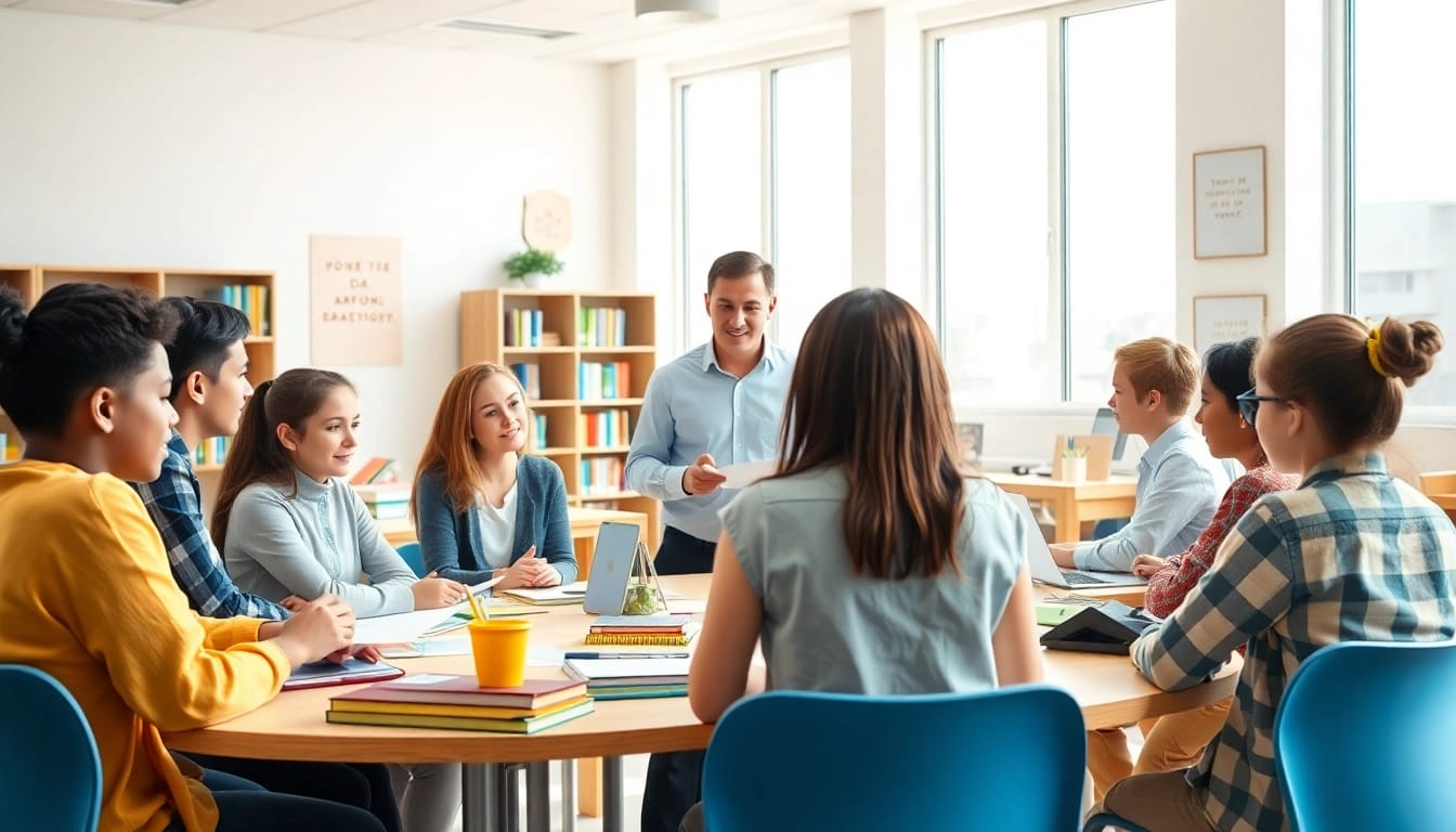 Engaging classroom scene highlighting Education through active learning and diverse student participation.