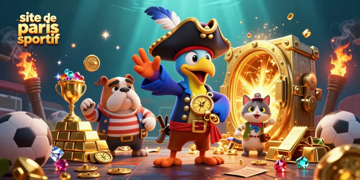 Placez vos paris avec le site de paris sportif, mettant en scène des personnages de pirate captivants