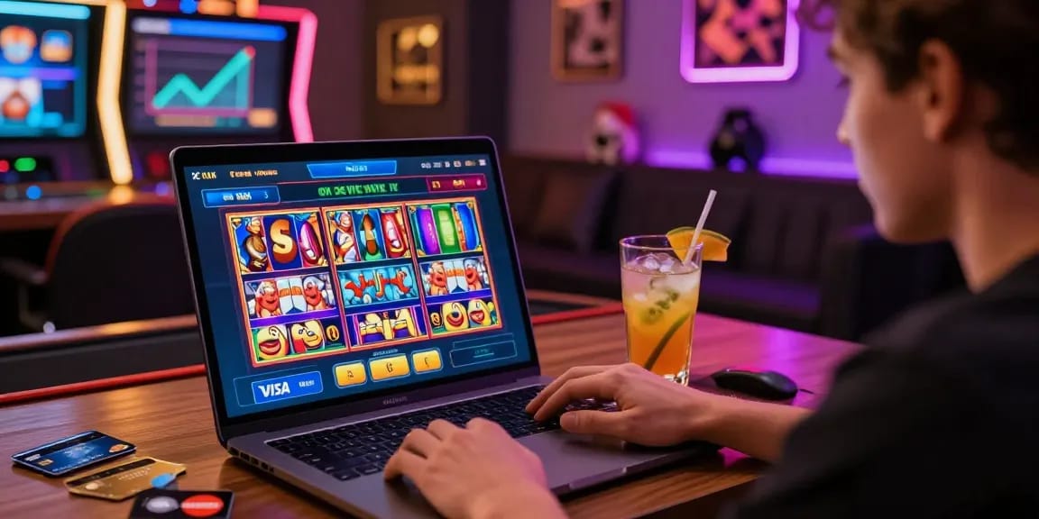 Player enjoying gaming experience at best credit card casinos with Visa and Mastercard options.