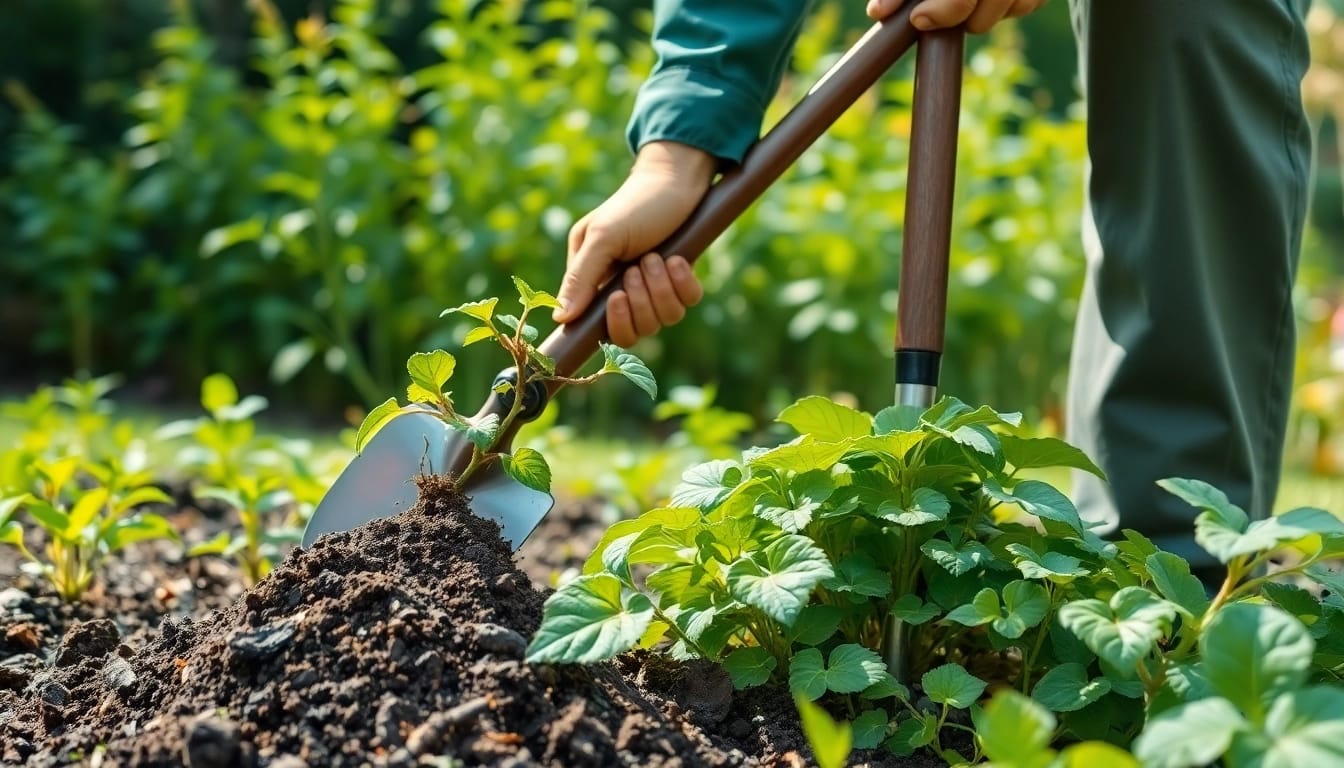 Effective Japanese Knotweed Removal process in a well-maintained garden landscape.