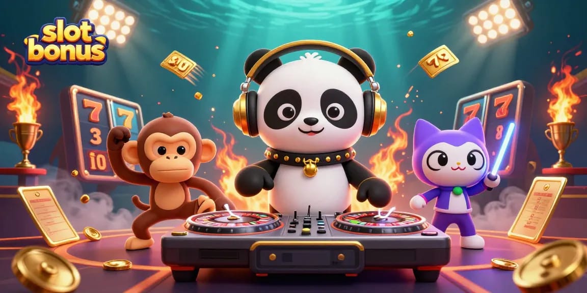 Mendapatkan slot bonus di mesin slot dengan berbagai simbol keberuntungan yang berkilau.