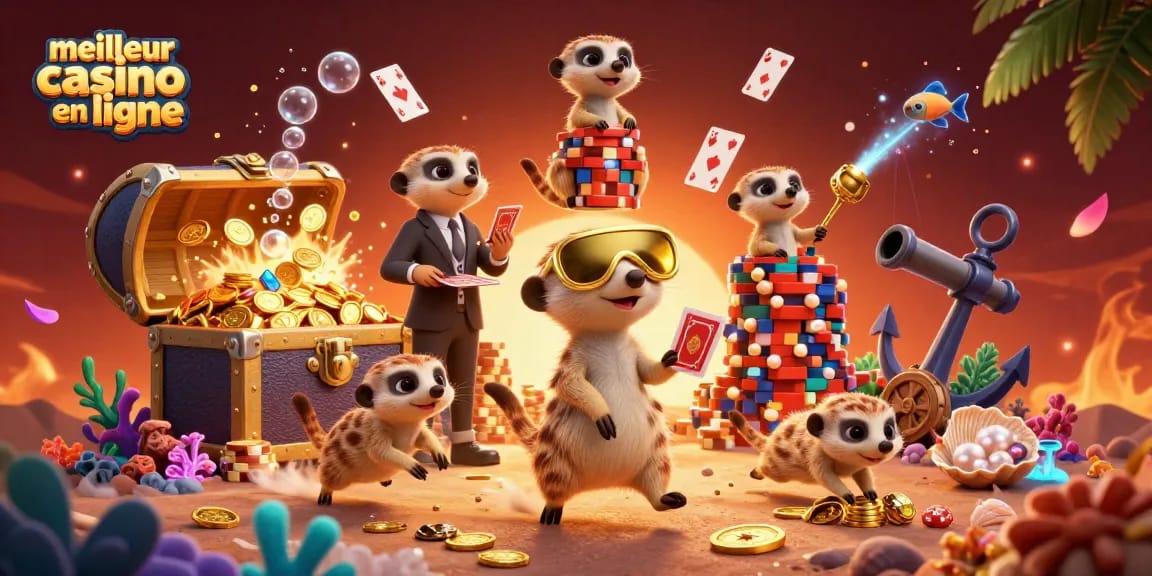 Profitez des jeux d'argent avec le meilleur casino en ligne tout en découvrant une animation divertissante de suricates.