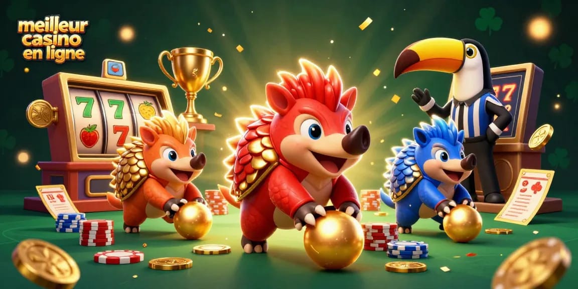 Jouez aux machines à sous au meilleur casino en ligne avec cette illustration colorée et dynamique.