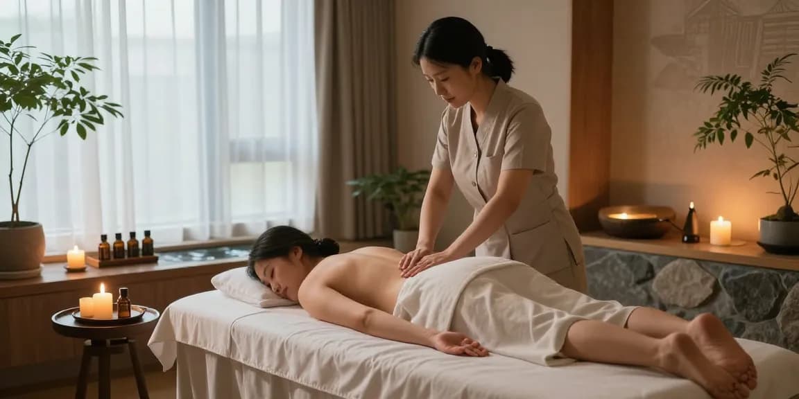 Relaxing 서울출장안마 therapy session in a serene spa environment with soft lighting and natural decor.