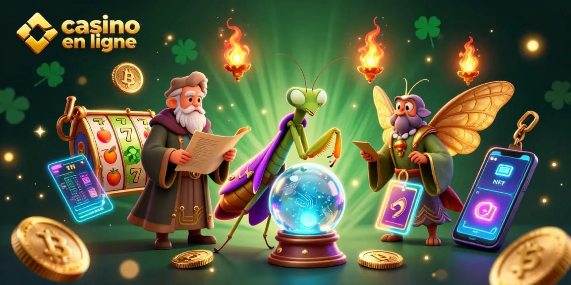 Jouer à un casino en ligne avec une grenouille et une mite dans un décor mystique et des éléments de jeu variés.