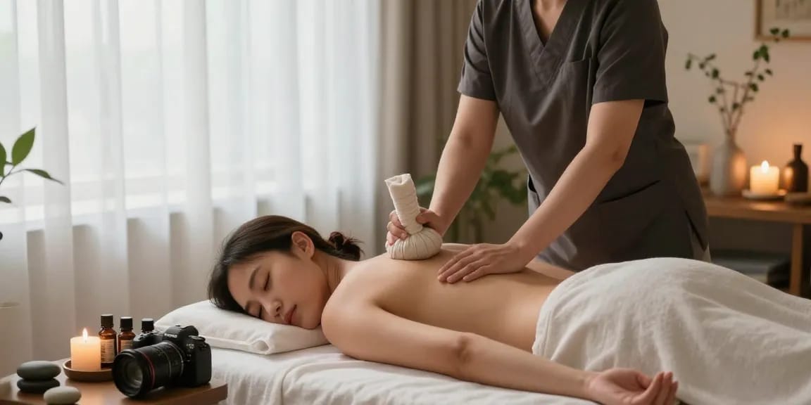 미사출장안마를 받는 편안한 홈 마사지 공간, 아로마 오일과 촛불로 아늑한 분위기 조성.