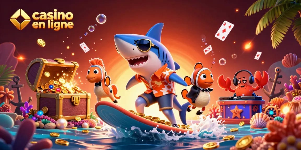 Engagez-vous avec les jeux de casino en ligne grâce à cette illustration époustouflante mettant en scène un requin.
