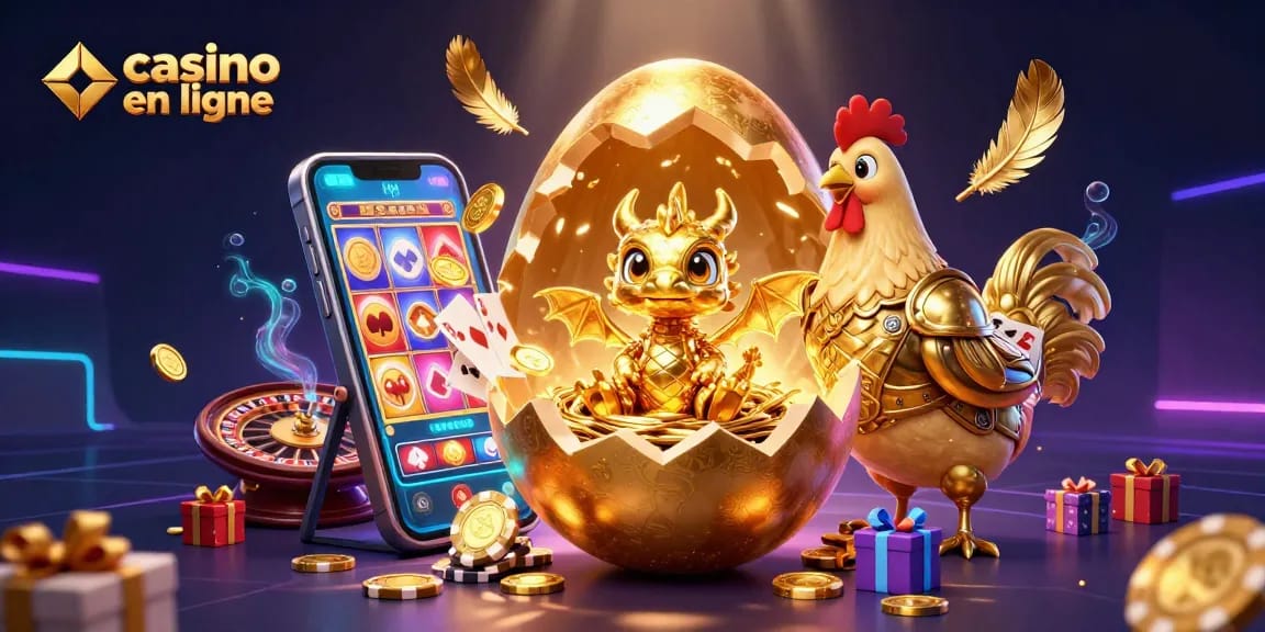 Découvrez l'univers captivant du casino en ligne avec un dragon doré et des jeux scintillants.