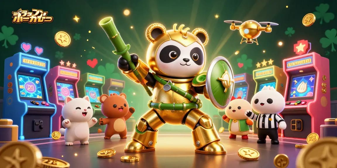 オンラインポーカーを楽しむキャラクターたちが、賑やかなシーンでプレイする様子。