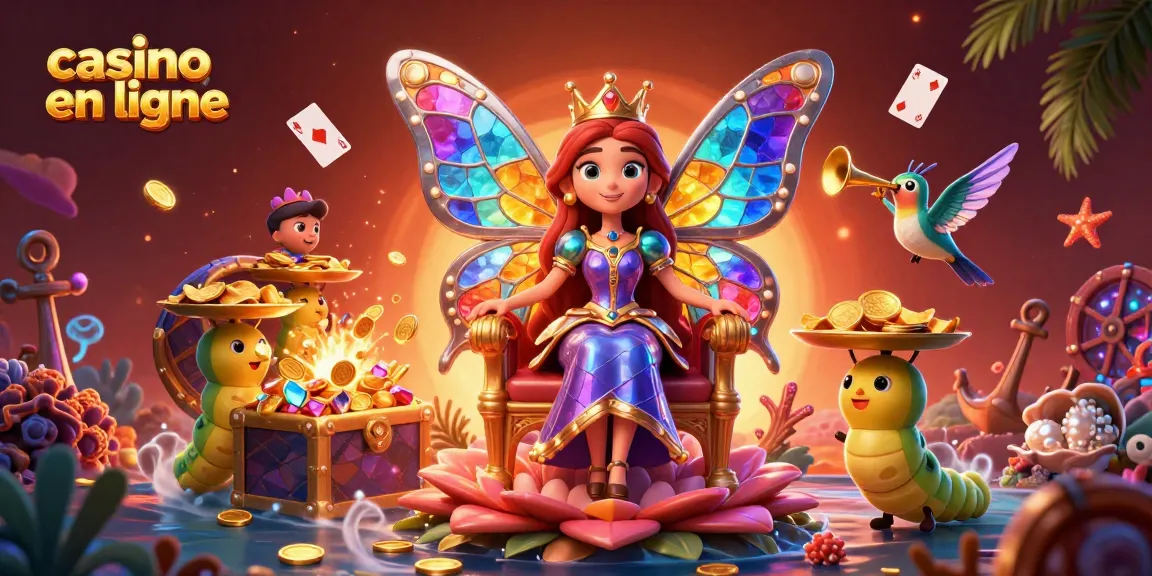 Illustrez les jeux de casino en ligne avec des éléments colorés et festifs, créant une expérience immersive.