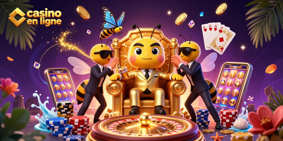 Jouer au casino en ligne avec des jeux captivants dans une illustration colorée.