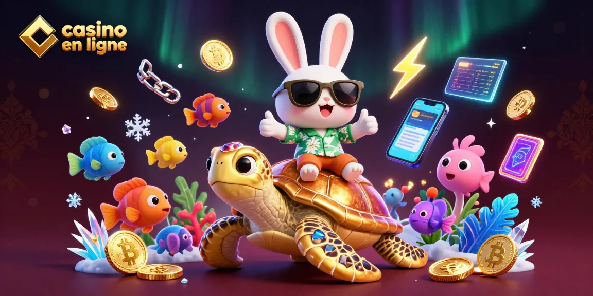Jouez au casino en ligne avec un adorable lapin chanceux et une tortue géante, dans un décor féérique.
