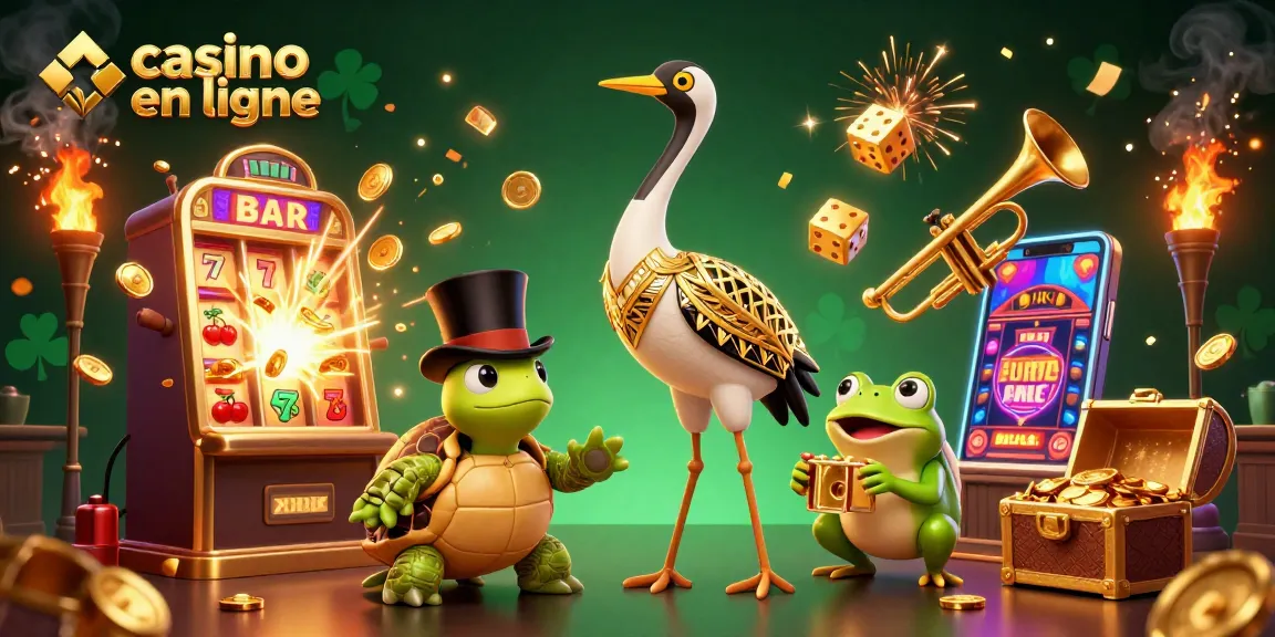 Profitez d'une expérience de casino en ligne animée avec une illustration 3D vibrante.