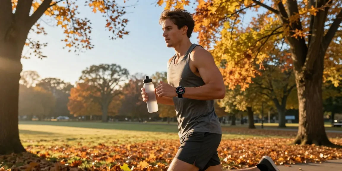 Pengguna smartwatch Fitbit Luxe memantau kesehatan saat jogging di taman, aksesibilitas, dan gaya hidup sehat.