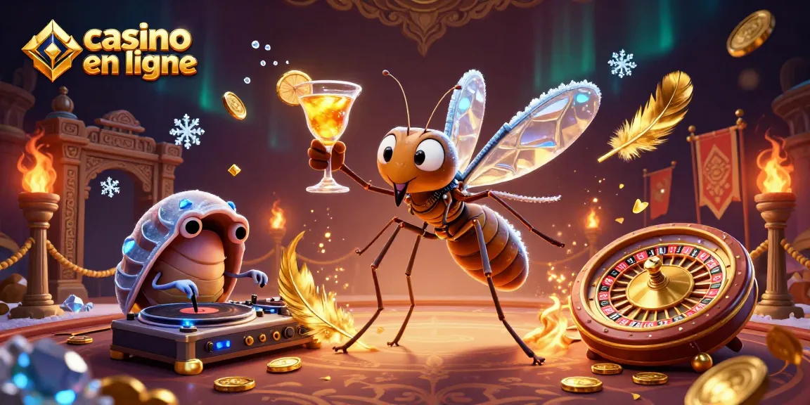 Un casino en ligne captivant, avec une mascotte moustique et un DJ trilobite en pleine action.