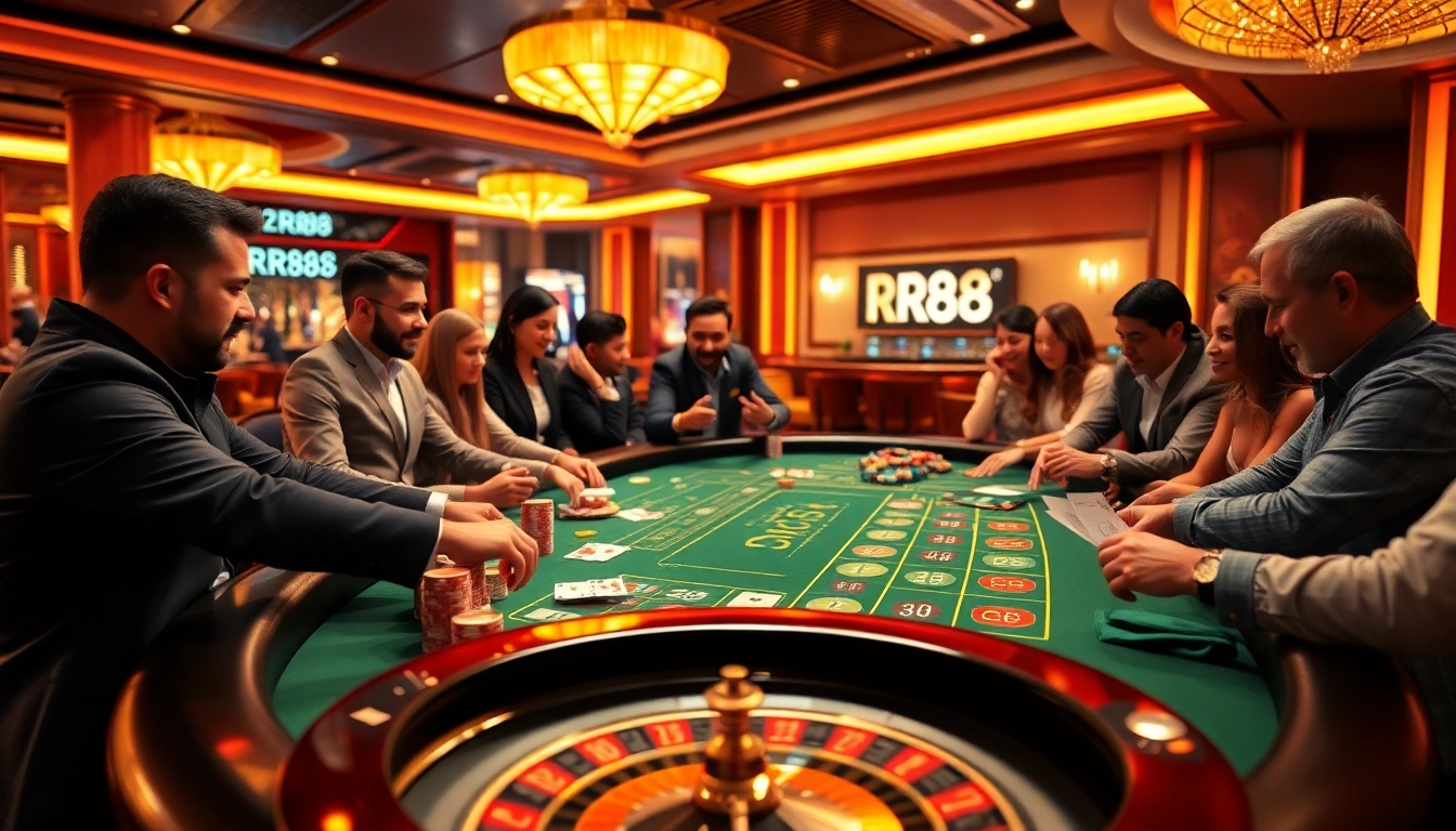 Exciting players at the RR88 casino table engaging in a thrilling game of baccarat.