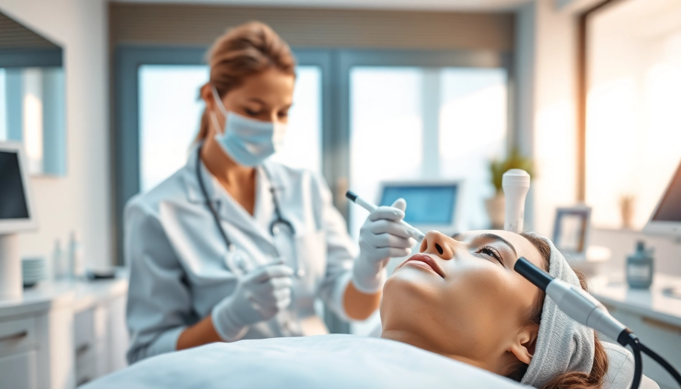 Administering aesthetic treatments in a professional and calming clinic setting.