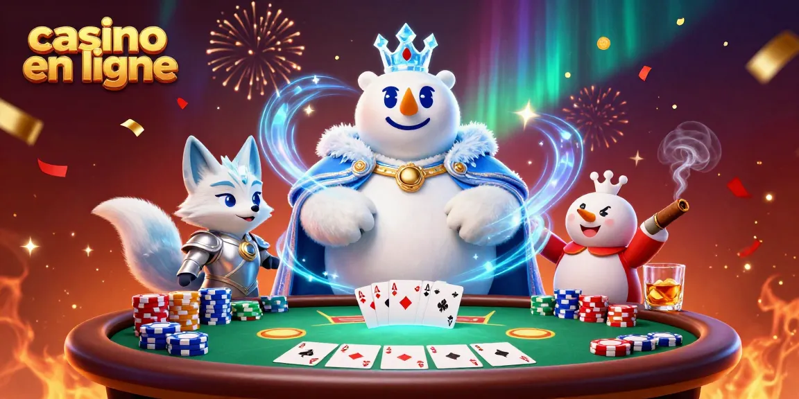 Jouer à des jeux de casino en ligne avec le roi ours polaire et le renard dans un univers fantastique.