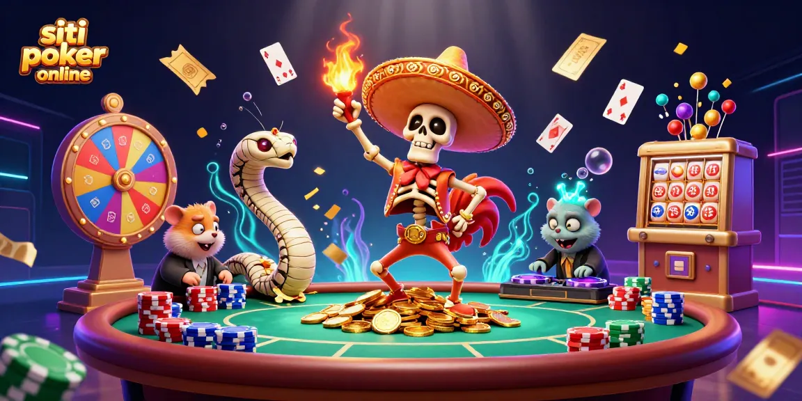I migliori siti poker online danno vita a una scena coinvolgente con un tavolo da poker e personaggi animati.