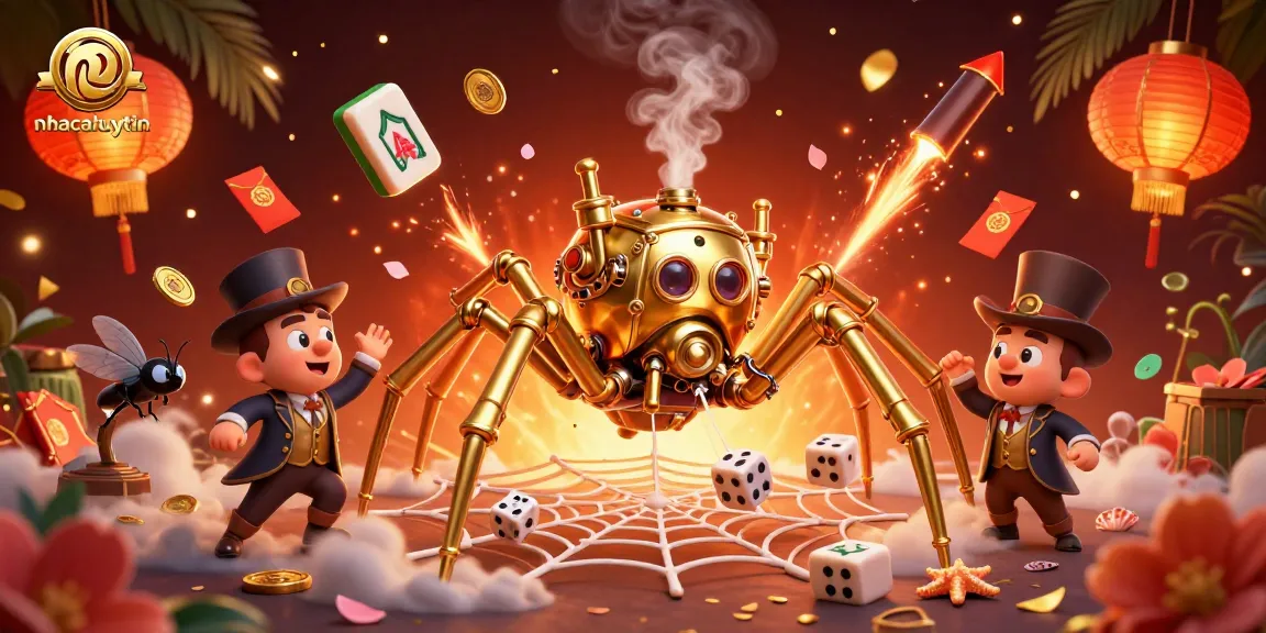 Catch lucky dice in the web of the steampunk spider at nhacaiuytin casino scene.