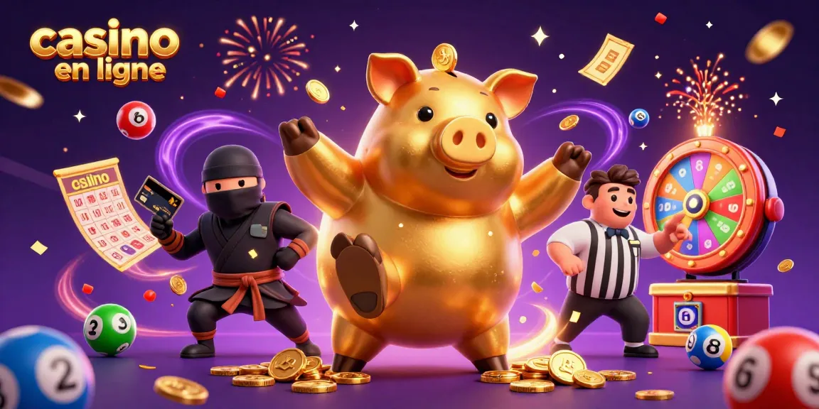 Le casino en ligne avec un sumo, un ninja et un samouraï dans une scène festive.