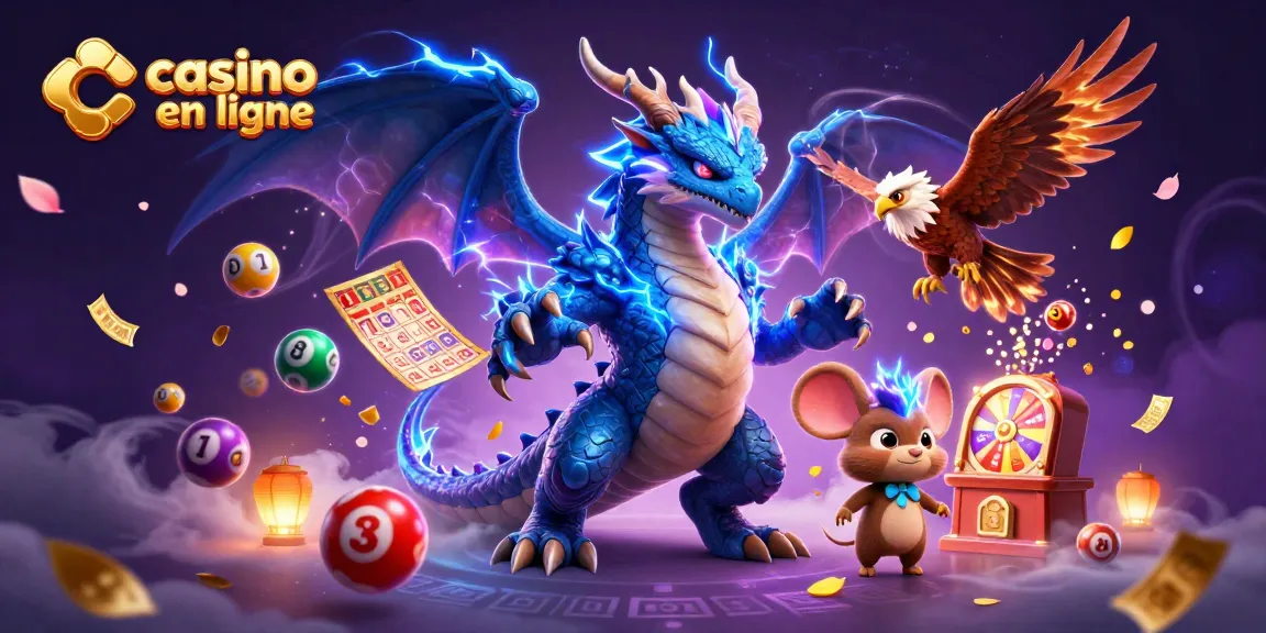 Plongez dans l'univers du casino en ligne avec cette illustration dynamique remplie d'éléments de jeux.