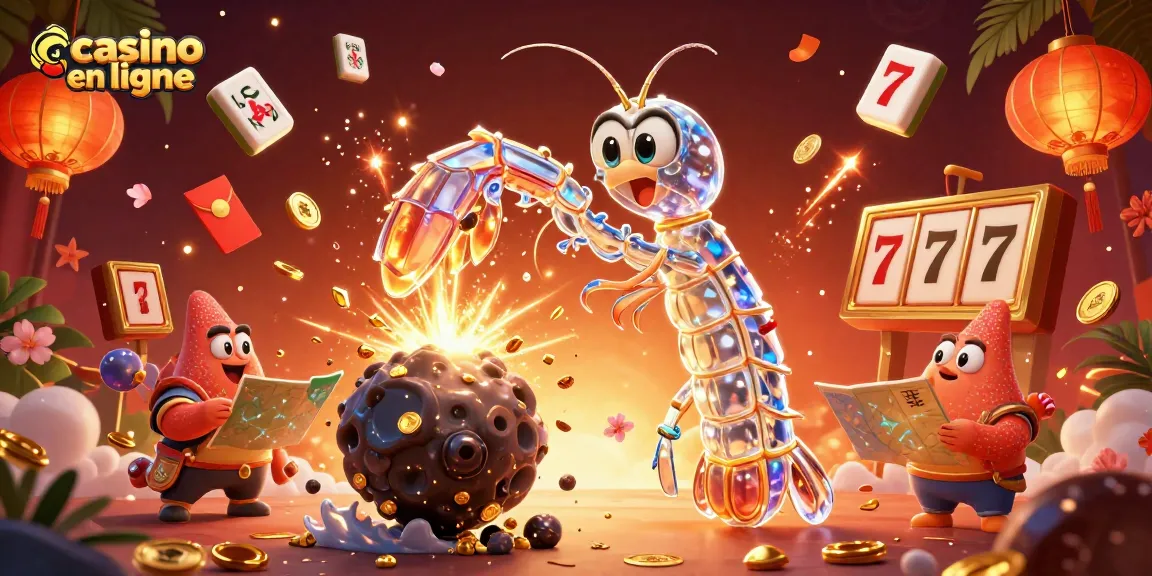 Plongez dans le monde du casino en ligne avec une illustration captivante de samouraï et d'astéroïdes.