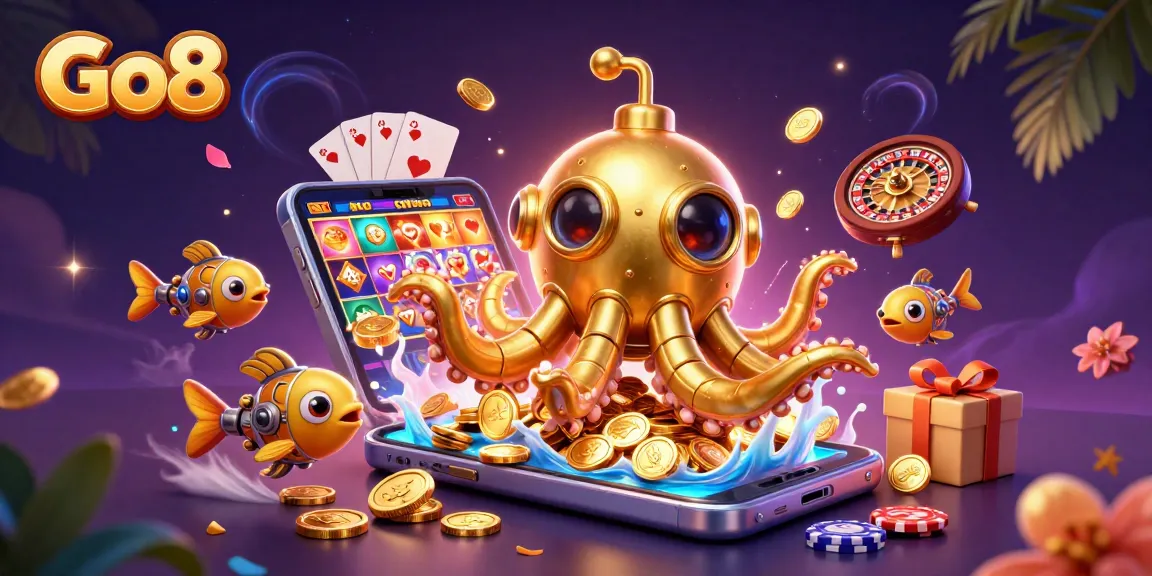 Embark on thrilling adventures at Go8 with gold coins, a golden kraken, and vibrant games.