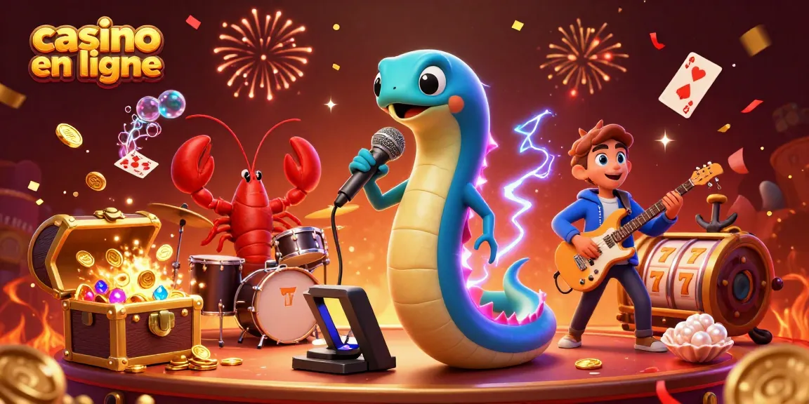 Animation vibrante avec un anguille électrique DJ, représentant un casino en ligne sous-marin dynamique
