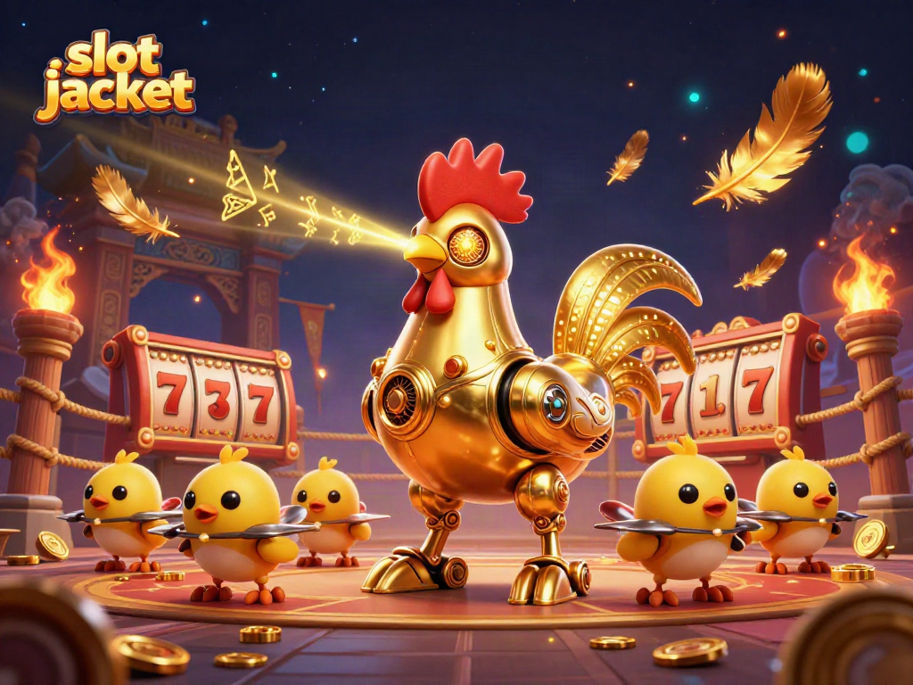 Experience the thrill of a slot jackpot with futuristic gaming characters in an exciting casino atmosphere.
