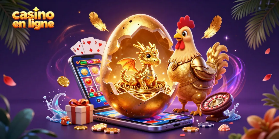Découvrez un dragon en or sur un tas de jetons de casino en ligne enrichissant l'expérience de jeu.
