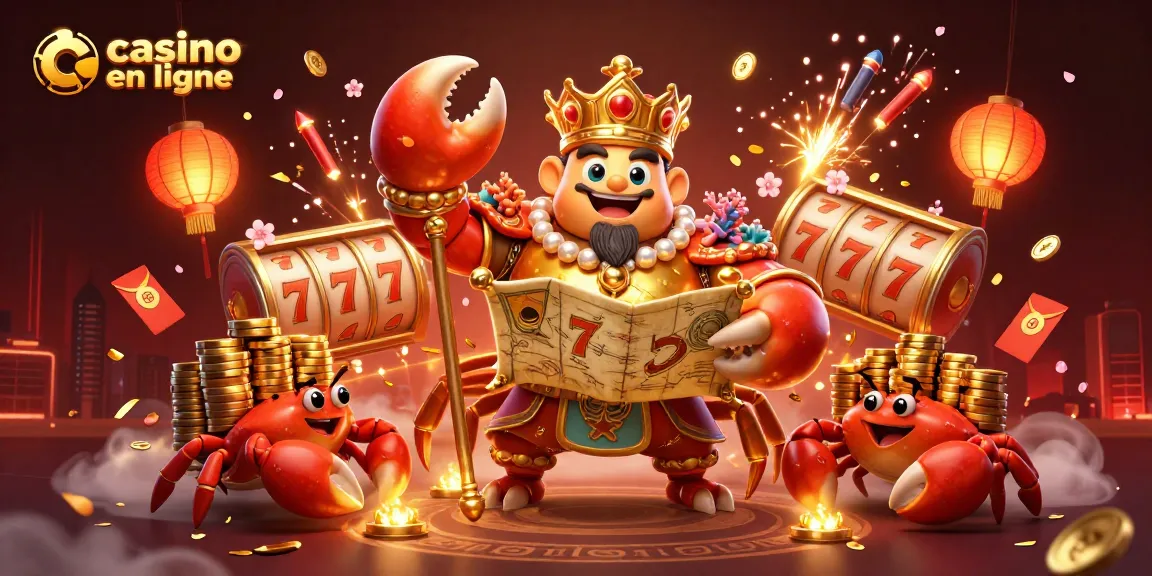 Profitez des jeux de casino en ligne avec notre illustration de l'empereur crabe doré.