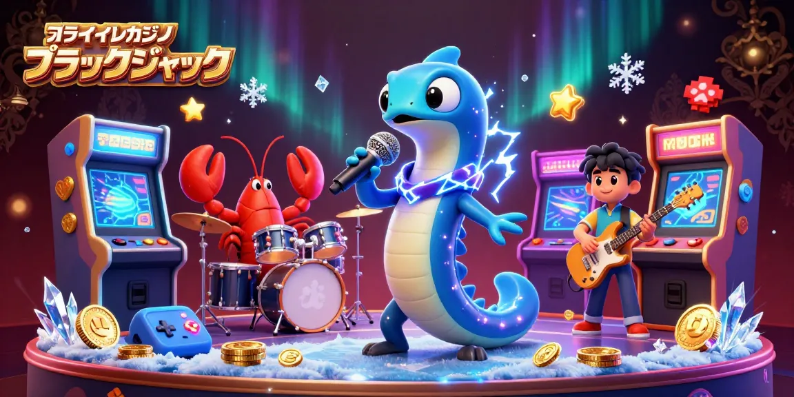 オンラインカジノ ブラックジャックの演奏を楽しむアンダーウォーターシーンの電気ウナギたち