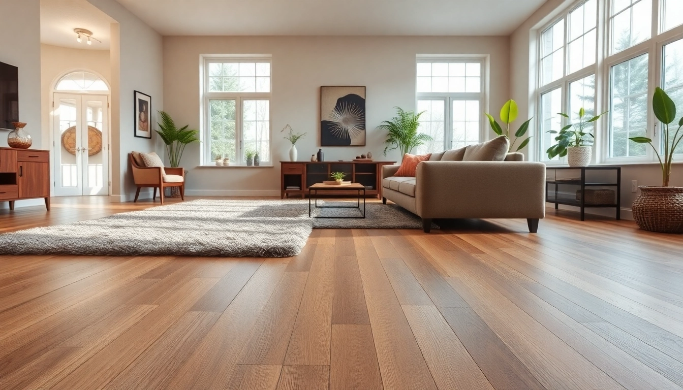 Enhance your home with luxury vinyl flooring, showcasing rich textures in a modern living room.
