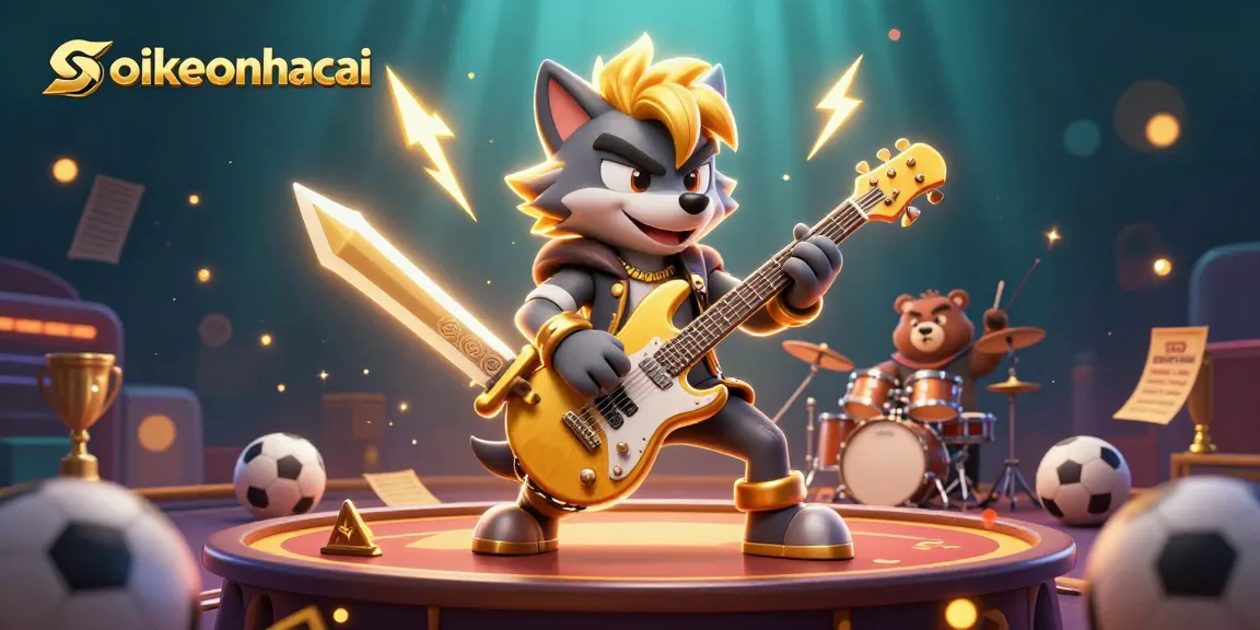 Betting strategies in sports showcased with soikeonhacai's dynamic casino scene featuring a wolf guitarist and a bear drummer.
