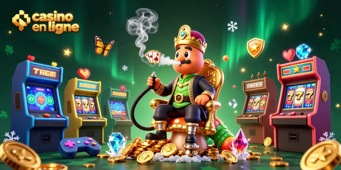 Un maître de chicha dans un costume de sultan entouré de machines de jeu, évoquant la magie d'un casino en ligne.